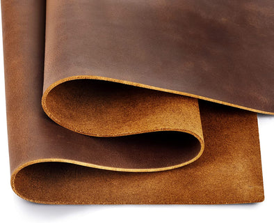 Genuine Leather Tooling Sheets 1.8-2.0MM Thick Full Grain Oil Tan Crazy Horse Cowhide Leather Sheets for Crafts Tooling Sewing Wallet Earring Hobby (Brown, 8"X12")