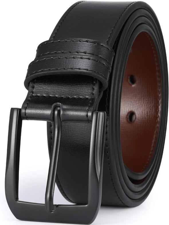 Men’S Casual Leather Jeans Belts 1 1/2” Wide 4MM Thick Alloy Prong Buckle Work Dress Belt for Men