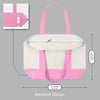 Topdesign 1-Pack Canvas Tote Bag with an External Pocket, Reusable Grocery Shopping Bag, Top Zipper Closure, Daily Essentials (Pink/Natural)