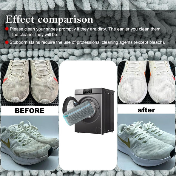 Shoe Washing Machine Bag, Laundry Shoe Bag for Washer and Dryer, Reusable Zipper Plush Sneaker Washing Machine Bag for Shoes, Gym,Tennis Shoes, Sports Delicate Gray 2Pc