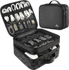 MATEIN Cable Organizer Bag, Waterproof Travel Electronic Storage with Adjustable Divider, Shockproof Portable Double Layer Tech Bag Carrying Case for Cord, Earbuds, Charger, SD Card, DJ Gifts, Black