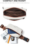 2L Fanny Packs Everywhere Belt Bag Small Fashion Crossbody Waist Pack Faux Leather Waterproof Sling Chest Bag for Women Trendy Beige