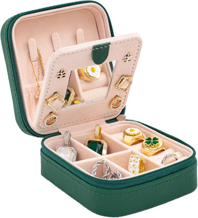 Kelofon Travel Jewelry Case and Organizer with Mirror - Gift for Women and Girls