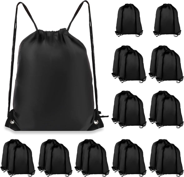 Drawstring Backpack 20Pcs Drawstring Bags, Draw String Back Bag Drawstring Bags Bulk for Sports, Gym, Travel, Swimming, Beach (Black)