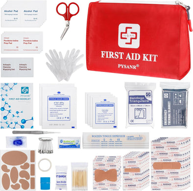 Small First Aid Kit, 150 Piece with Foil Blanket, Scissors First Aid Bag for Emergency, Home, Camping, Travel, Sports, Office, Outdoor, Car, School