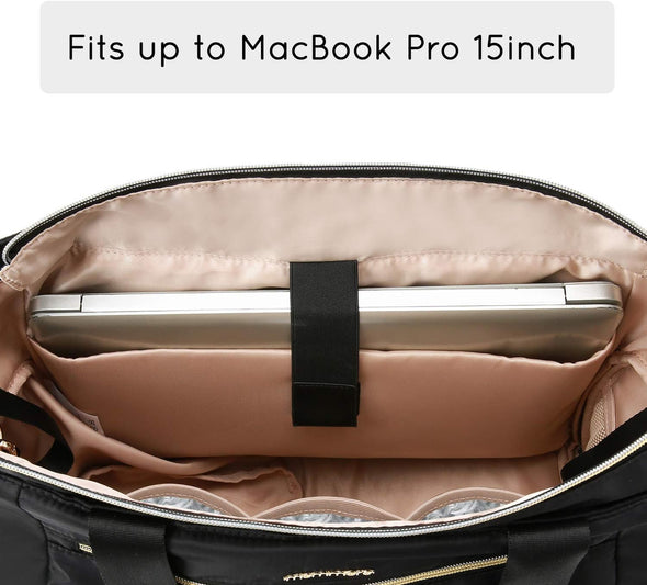 Mommore Breast Pump Bag Diaper Tote Bag with 15 Inch Laptop Sleeve Fit Most Breast Pumps like Medela, Spectra S1,S2, Evenflo