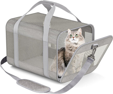 Prodigen Cat Carrier Dog Carriers for Small Dogs Soft Slided Airline Approved Collapsible Pet Travel Carrier, Small (16.3" L X 11.8" H X 12.4" W)