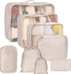 8 Set Packing Cubes for Suitcases, Kingdalux Travel Luggage Packing Organizers with Laundry Bag, Compression Storage Shoe Bag, Clothing Underwear Bag, for Man & Women