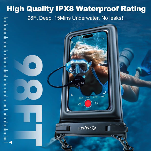 [Up to 8.5''] Waterproof Phone Pouch Floating, Double Bags Waterproof Phone Case with Lanyard for Iphone 16 15 Pro Max, Galaxy S25 S24 Ultra, IPX8 Cellphone Dry Bag Beach Cruise Ship Essentials 2 Pack