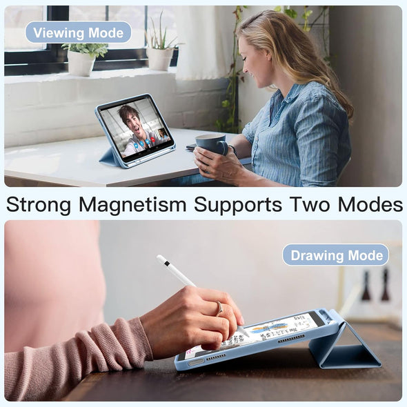 Akkerds Compatible with Ipad (A16) 11Th Generation Case 11 Inch 2025, for Ipad 10Th Generation Case 10.9 Inch 2022 with Pencil Holder, Slim Trifold Stand Protective Cover with Soft TPU Back, Sky Blue