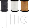 Topus Extra Strong Upholstery Repair Sewing Thread Kit and Heavy Duty Household Hand Needles, Including 7 Styles of Leather Canvas Sewing Needles and 3 Rolls Nylon Thread (70 Yard per Roll), 3 Colors