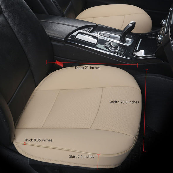 Luxury PU Leather Car Seat Cover Protector Front Car Seat Cover Seat Bottom Cover Single Seat Cover-Compatible with 90% Vehicles (Width 20.8× Deep21 × Thick 0.2 Inch) (Beige)