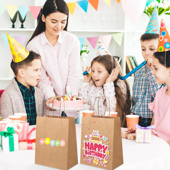 XPCARE 100Pack Brown Paper Bags 8X4.5X10 Inch, Plain Medium Paper Bags with Handles Bulk, Kraft Paper Gift Bag, Retail, Party, Shopping, Favor Bag