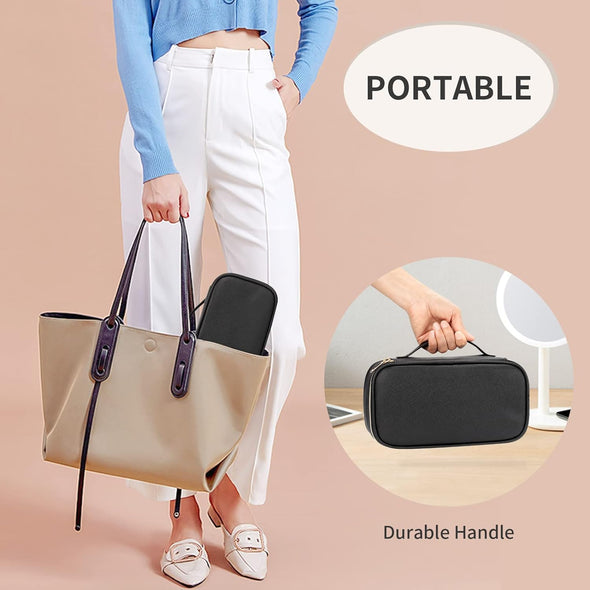 OCHEAL Small Cosmetic Bag,Portable Cute Travel Makeup Bag for Women and Girls Makeup Brush Organizer Cosmetics Pouch Bags-Black