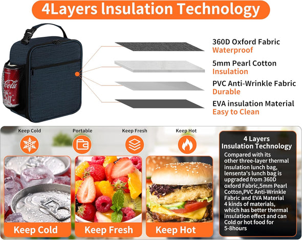 Lunch Box for Men - Reusable Lunch Bag Men Adult Women- Insulated Small Lunchbox