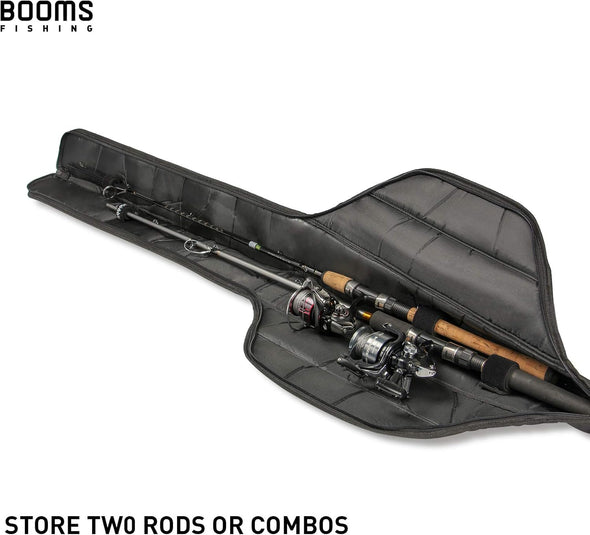 Booms Fishing PB1 Fishing Rod Case, Portable Folding Fishing Pole Case, Fishing Spinning Rod Bag, Store up to 2 Fishing Poles with Reels, 4.4Ft/53Inch