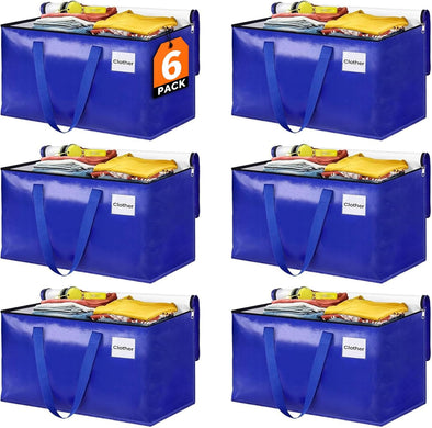 Extra Large Moving Bags, Storage Totes with Study Handles & Heavy Duty Zippers, Moving Supplies for Moving & Storage, Space Saving Packing Bags for Home & Dorm(88L 6-Pack)