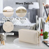 Leather Makeup Bag for Purse Travel, Portable Small Cosmetic Organizer for Women and Girls, Make up Bag with Zipper