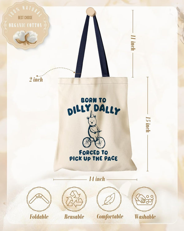 Aesthetic Canvas Tote Bag for Women - Sturdy Cloth Cotton Totes Bag with Pattern Shoulder Bag