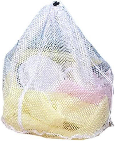 Small Commercial Mesh Laundry Bag with Handle and Drawstring for Dormitory, Travelling, College,Apartment, Camping, RV, Machine Washable, Hanging Mesh Bag,20×17Inc
