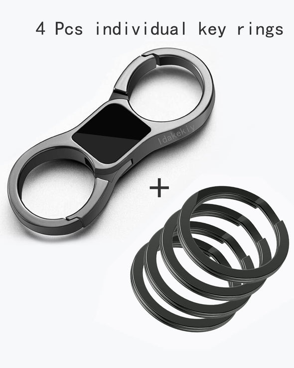 Idakekiy Key Chain Quick Release Spring with 4 Key Rings Heavy Duty Car Keychain Organizer for Men and Women