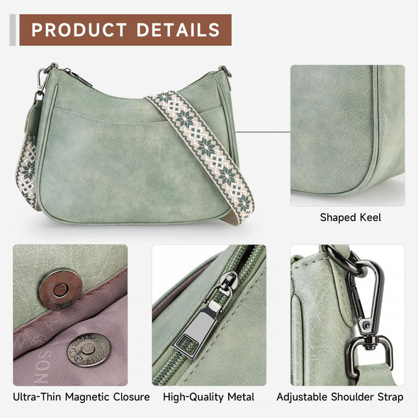 APHISON Trendy Leather Crossbody Purse with Adjustable Strap, Women'S Shoulder Handbag