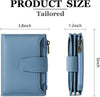 Small Wallet Women RFID Blocking Soft Leather Bifold Compact Card Holder Wallet for Women with Zipper Coin Pocket 4 ID Window