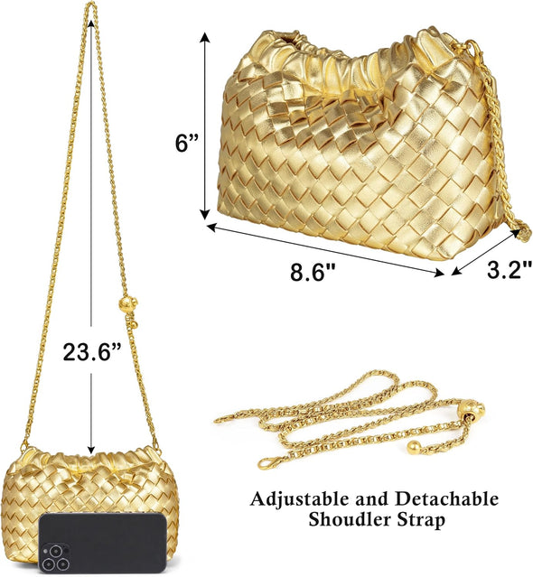 Joryin Woven Women'S Crossbody Bag & Evening Purse, Trendy Dumpling Clutch & Hobo Cloud Shoulder Bag Trendy Dumpling Clutch