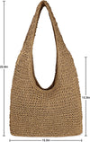Women Large Straw Beach Bag Handmade Woven Shoulder Bags Hobo Tote Handbag Purse for Summer