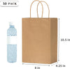Vanhel 50 PCS Gift Bags with Handles,8 X 4.25 X 10.5 Inches,Gift Bag,Brown Paper Bags with Handles Bulk, Shopping,Party, Retail, Merchandise, Favor