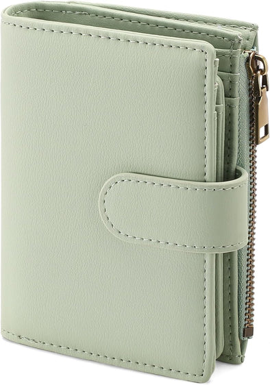 GAEKEAO Small Wallets for Women Leather RFID Blocking Bifold Zipper Pocket Wallet Card Case Purse with ID Window