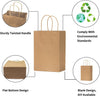 Vanhel 50 PCS Gift Bags with Handles,8 X 4.25 X 10.5 Inches,Gift Bag,Brown Paper Bags with Handles Bulk, Shopping,Party, Retail, Merchandise, Favor