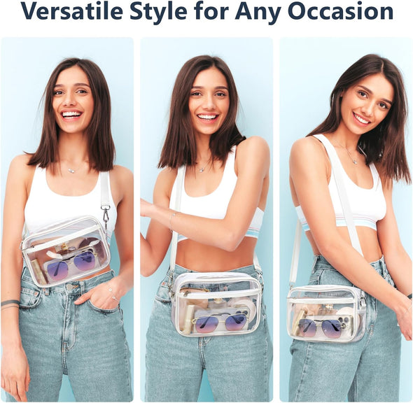 PACKISM Clear Bag for Stadium Events - Clear Purses for Women Stadium Crossbody Concert Bag for Game Day， Sports, Festival