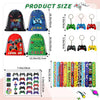61 Pcs Video Game Party Favors, Gamer Party Favors Bags Includes 12 Pcs16 X 13 Inch Video Game Party Drawstring Bags Slap Bracelets Keychains Tattoo Stickers for Kids Gaming Party Favor