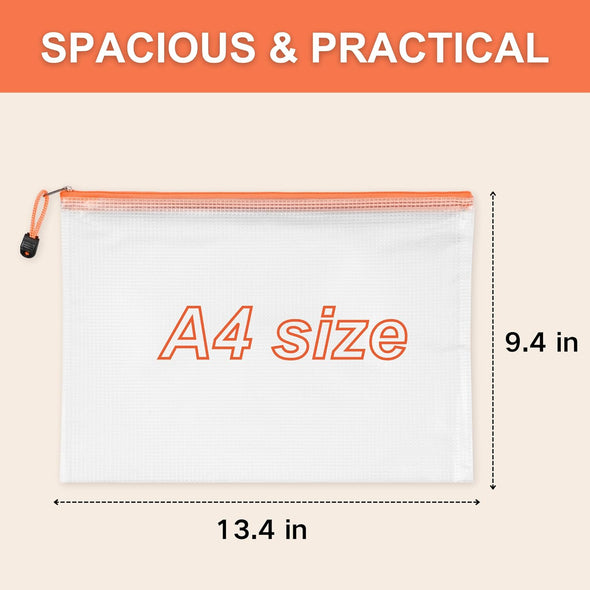 CATIFLIN 30 Pack Mesh Zipper Pouch Bags, A4 Letter Size, Clear Plastic Zip Bags for Board Game & Puzzle Storage, Waterproof & Durable Document Bags for Office, School, Travel, Art & Craft Supplies