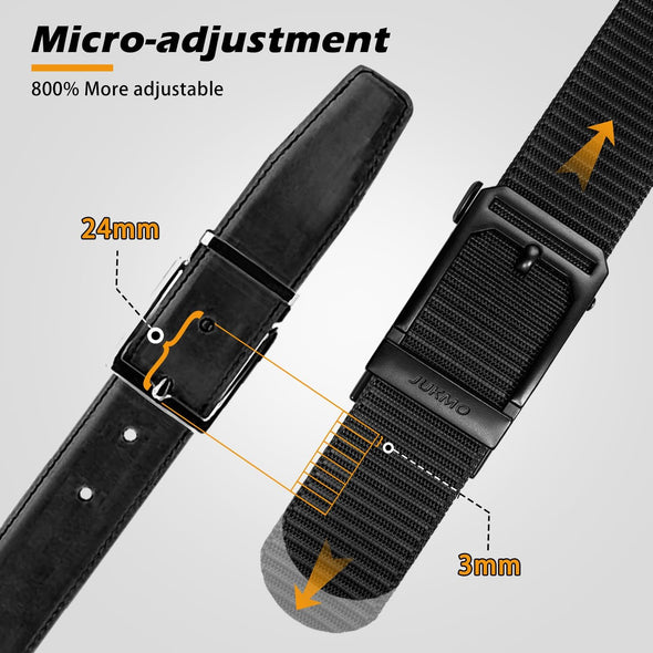 JUKMO Men'S Ratchet Tactical Gun Belt, 1.5" Nylon Web Work Belt with Automatic Slide Buckle, Adjustable Trim to Fit