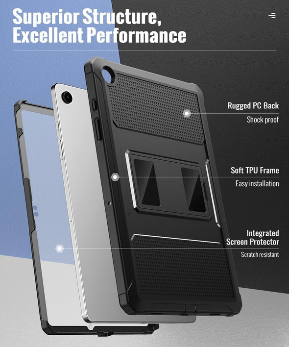 Moko Case Fit Galaxy Tab A9 plus 11-Inch 2023 (SM-X210/X216/X218), Shockproof Full Body Rugged Stand Back Cover Built-In Screen Protector Fit Galaxy Tab A9+ 11" 2023, Black