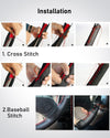 Belinous Leather Steering Wheel Cover Lace Up, Stitch on Wrap, Universal Fit 13-20 Inch Car Truck SUV Pickup Boat, a Whole Piece of Cowhide, DIY Stitch W/Needle Thread (Size M4, Black)