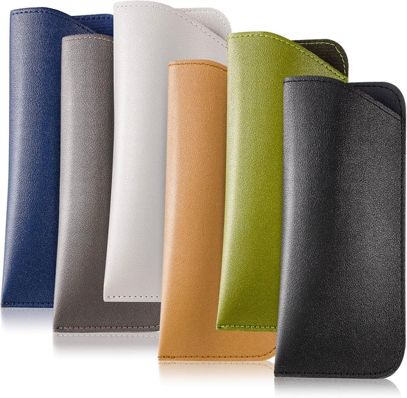 CREPUSCOLO 6 Pack Soft Glasses Cases, Leather Eyeglass Cases Travel Glasses Case for Women, Men, Kids