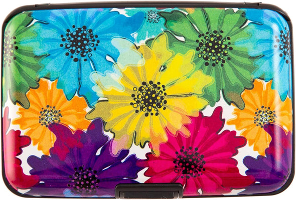 Credit Card Holder, Metal Card Wallet RFID Blocking Mini Slim Aluminum Business Hard Card Case for Women Men (Motley Floral)