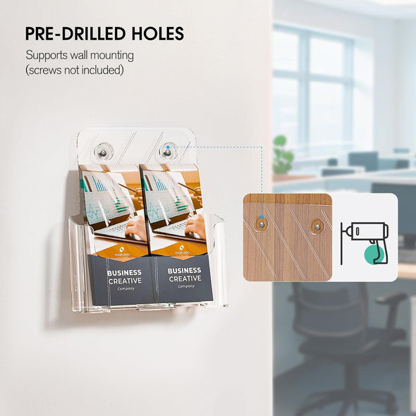 KTRIO Acrylic Brochure Holder 8.5 X 11 Inch, Plastic Clear Literature Holders Rack Card Display Trifold Brochures Stand, Stands for Flyer, Pamphlet, Magazine, Booklet, Desk & Wall Mount, 2 Pack