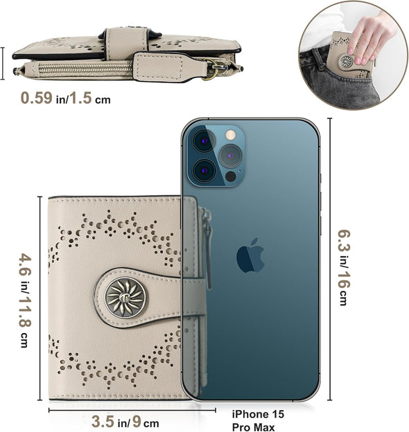 Small Wallet for Women Bifold RFID Blocking Card Holder Leather Wallets with Zipper Coin Pocket