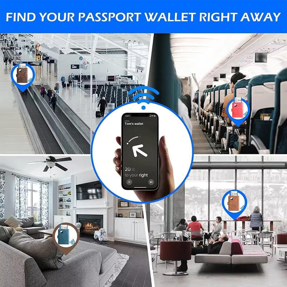 Airtag Passport Holder Cover Wallet Travel Essentials Leather Travel Wallet Rfid Blocking Case Vacation Travel Must Haves Travel Accessories for Men Women (117#Brown)