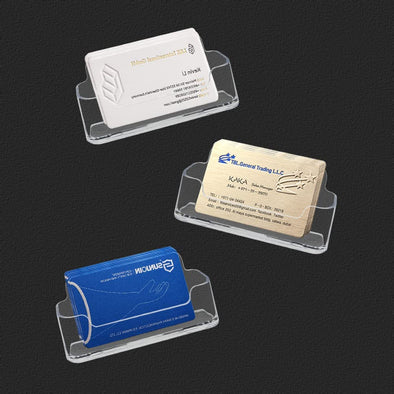 8 Pack Acrylic Business Card Holder for Desk, Clear Plastic Business Cards Display Holders Stand, Fits 30-50 Business Cards