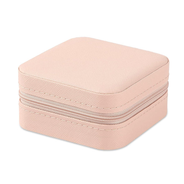 Portable Travel Mini Jewelry Box Leather Jewellery Ring Organizer Case Storage Gift Box Girls Women (Pink).