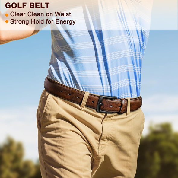 BULLIANT Men Belt 2Pack-Leather Belt 7Holes Comfortable for Men'S Dress Casual Jeans 1 3/8"