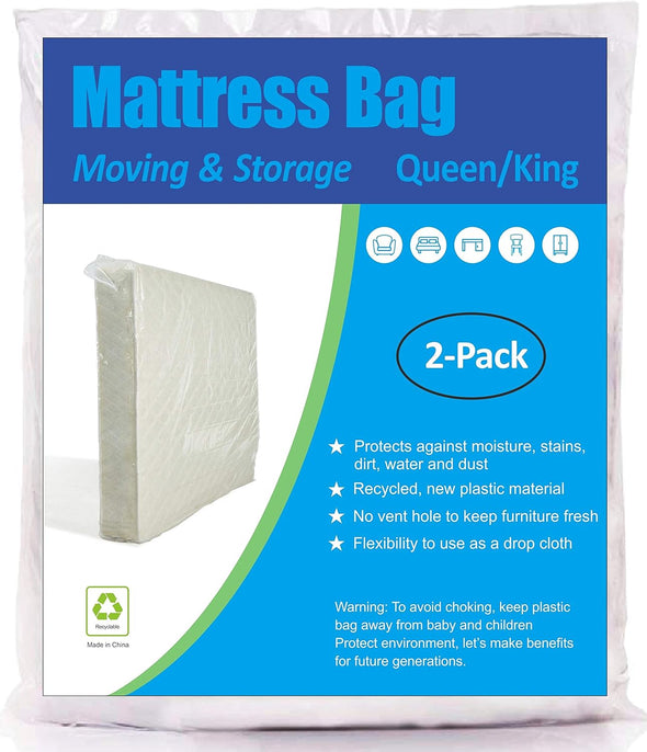 Comforthome Mattress Bag for Moving and Storage, Queen and King Size, 2 Pack