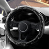YOGURTCK Diamond Soft Leather Anti-Slip Steering Wheel Cover with Bling Bling Crystal Rhinestones, Universal 15 Inch for Women Girls, Fit Vehicles, Sedans, Suvs, Vans, Trucks - Black