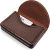 Cofee Leather Business Card Holder Case for Men or Women Pocket Business Card Wallet Name Card Case Holder with Magnetic Shut, Holds 25 Business Cards, Coffee