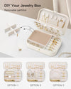Vlando Travel Jewelry Case for Mothers Day Teacher Appreciation Gifts, PU Leather Portable Small Jewelry Box for Rings, Necklaces, Bracelets, Earring Holder Organizer for Women Girls - Beige